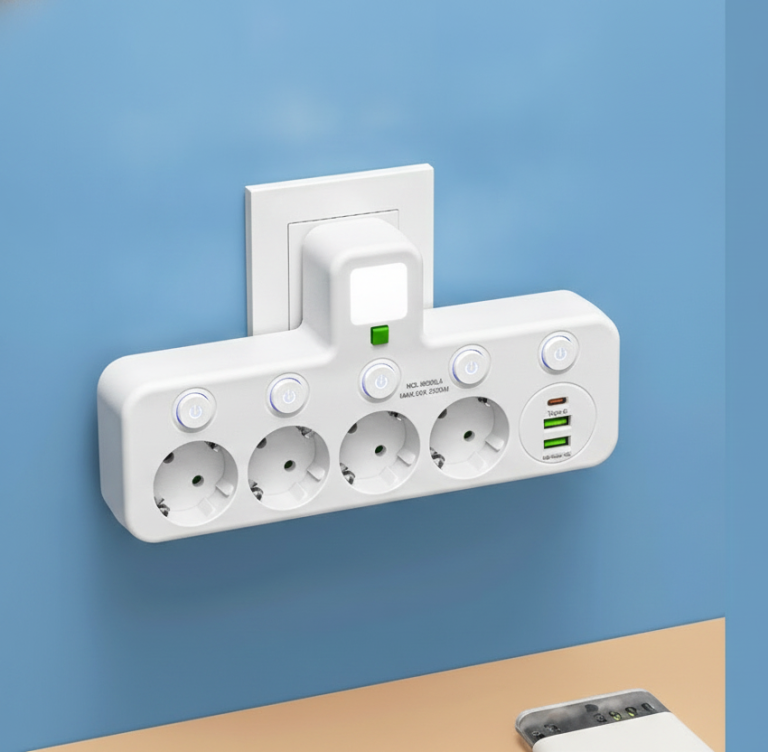 Мережевий фільтр-розгалужувач 8625UL 4 розетки 2 USB Type-C LED вимикач настінний білий