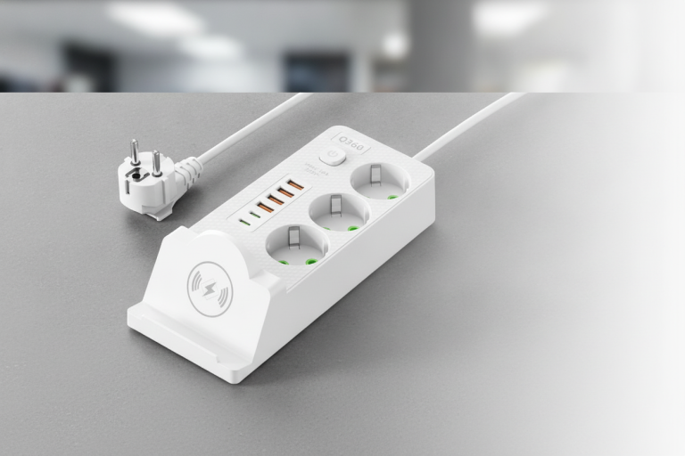 Мережевий подовжувач Q360 PNS-06 з бездротовою зарядкою 3 розетки 4USB 2Type-C 3м LED білий