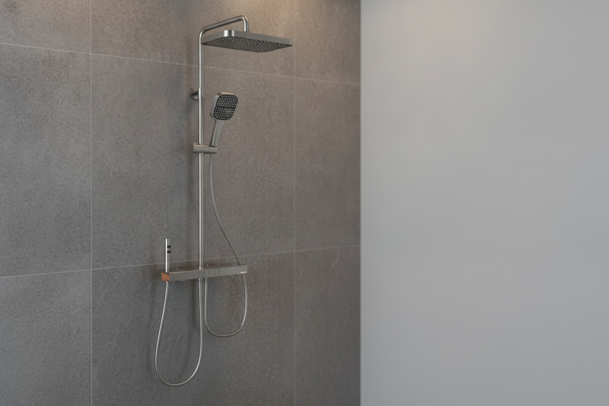 Душова система зі змішувачем Faucet CR25-HT028 настінна з тропічним душем графіт