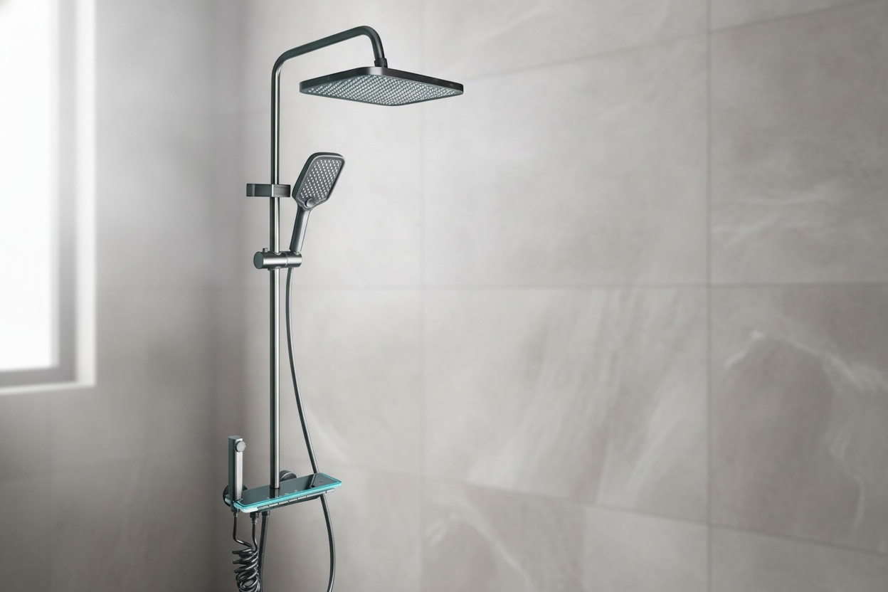 Душова система Faucet CRH-8921 з LED підсвіткою та тропічним душем, змішувач графіт метал