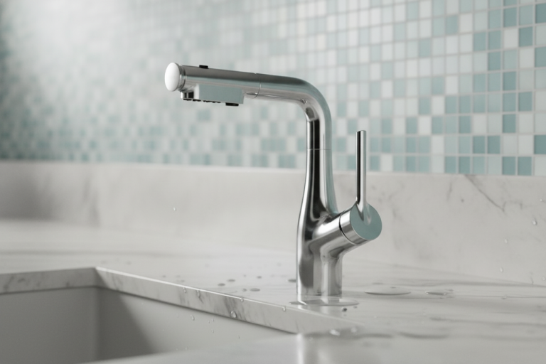 Змішувач кухонний Faucet CR-8428 одноважільний з висувною лійкою 360° нержавіюча сталь хром