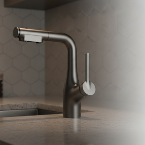 Змішувач кухонний Faucet CR-8429 одноважільний висувний излив 360° графіт нержавіюча сталь