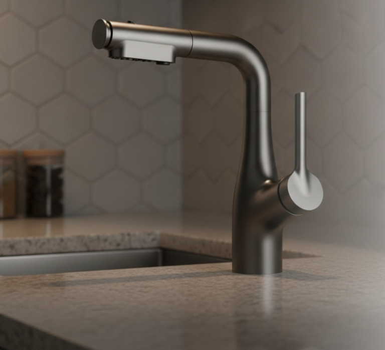Змішувач кухонний Faucet CR-8429 одноважільний висувний излив 360° графіт нержавіюча сталь