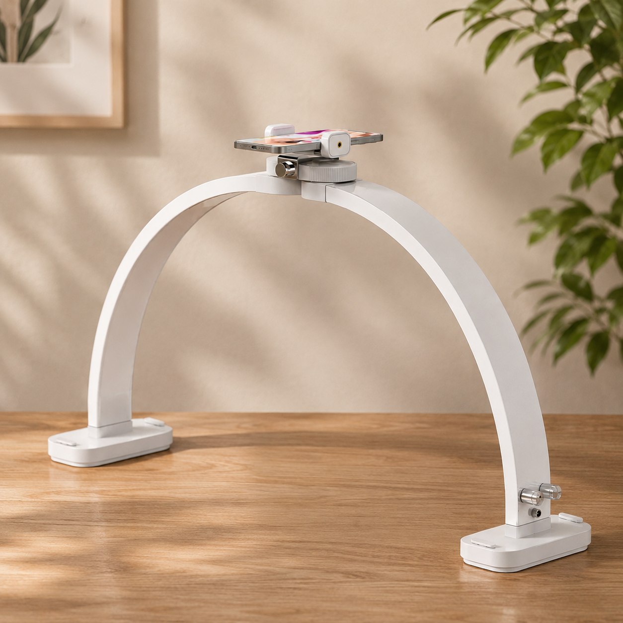 LED лампа настільна безтіньова F-700A для манікюру та салону краси 35W 2600Lm з тримачем телефону - Зображення 2