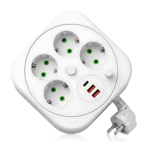 Мережевий фільтр-подовжувач PNS-05 4 розетки 2xUSB Type-C PD 4м LED білий - Зображення 2