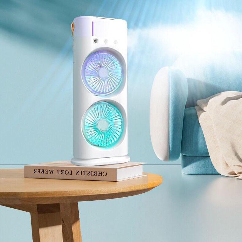 Портативний вентилятор з зволожувачем Mini-Fan FS-04 LED RGB Type-C акумулятор автообертання - Зображення 4