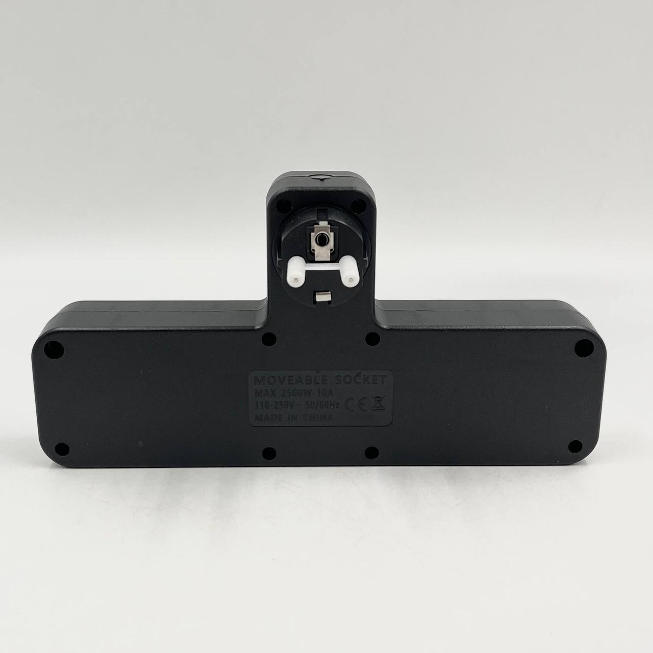 Мережевий розгалужувач PNS-04 4 розетки Schuko + 2 USB + Type-C LED-підсвітка 2500 Вт чорний - Зображення 4