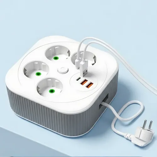 Мережевий фільтр-подовжувач PNS-05 4 розетки 2xUSB Type-C PD 4м LED білий - Зображення 4