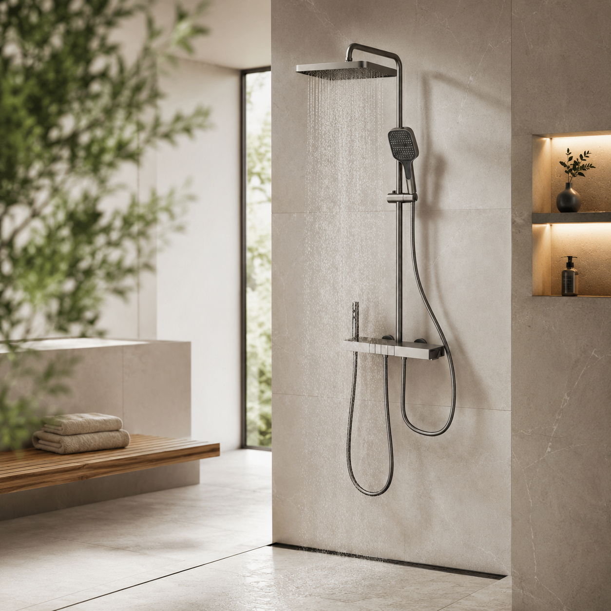 Душова система зі змішувачем Faucet CR25-HT028 настінна з тропічним душем графіт - Зображення 5