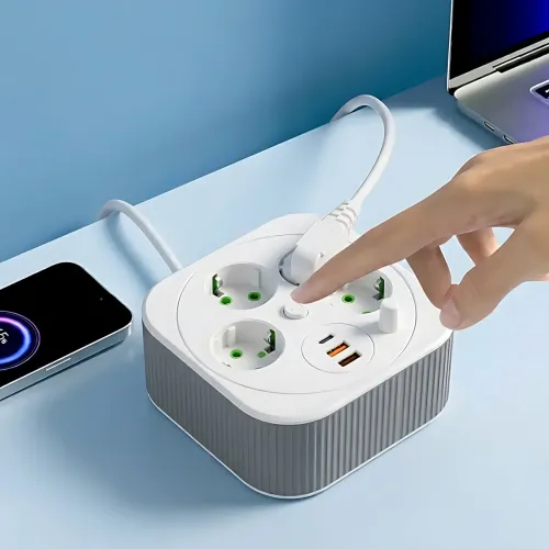 Мережевий фільтр-подовжувач PNS-05 4 розетки 2xUSB Type-C PD 4м LED білий - Зображення 5