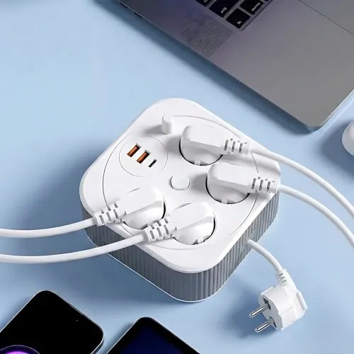 Мережевий фільтр-подовжувач PNS-05 4 розетки 2xUSB Type-C PD 4м LED білий - Зображення 6