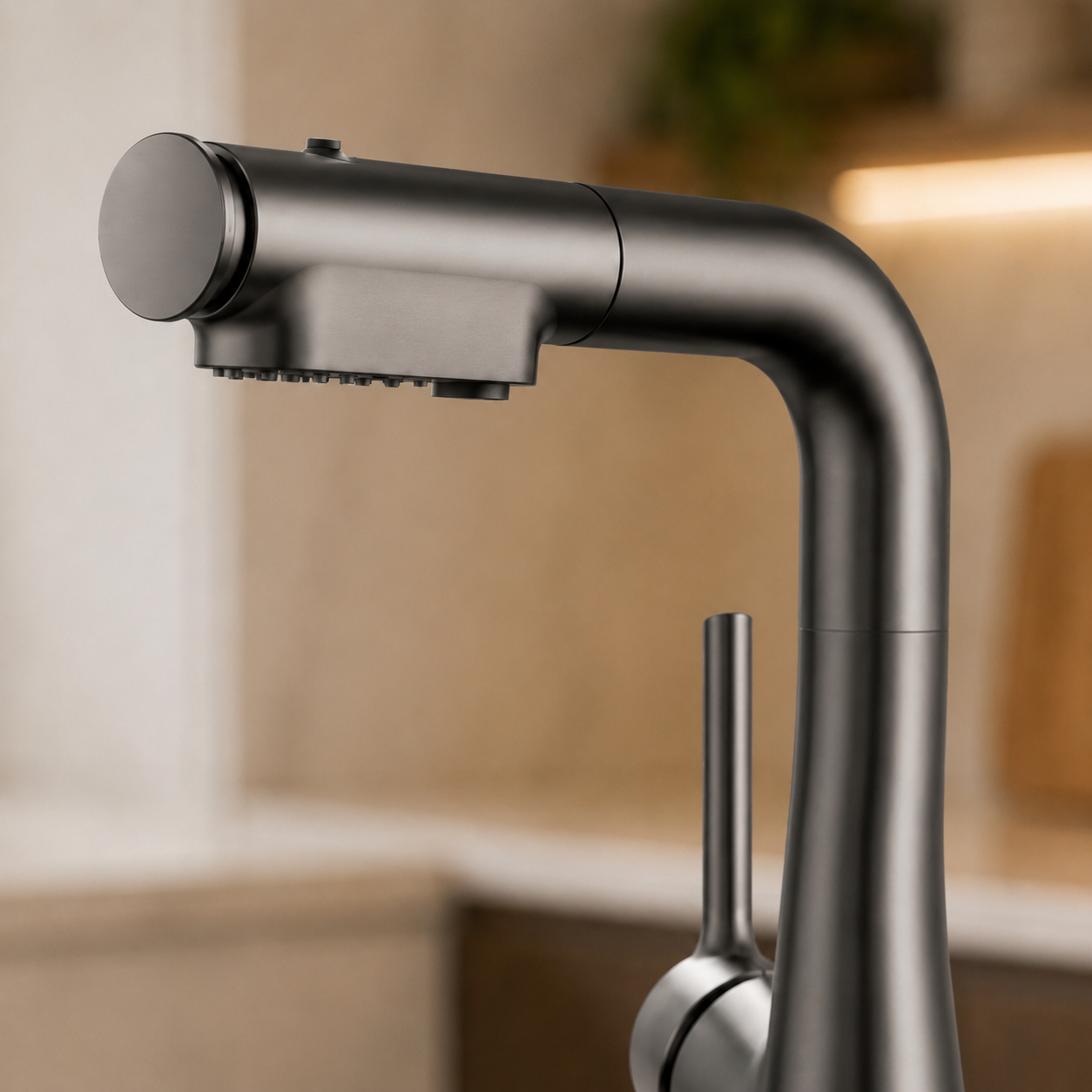 Змішувач кухонний Faucet CR-8429 одноважільний висувний излив 360° графіт нержавіюча сталь - Зображення 7