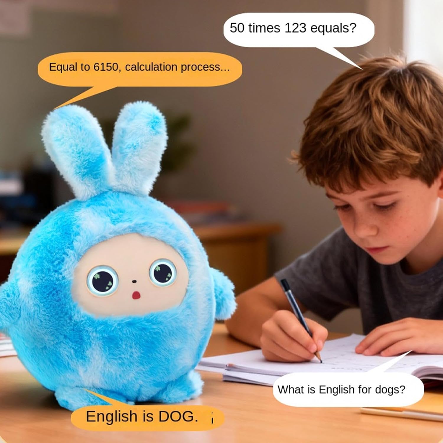 Інтерактивна м'яка іграшка AI Toys BB1882F-89 говоряча з LED очима блакитна від 3 років - Зображення 7
