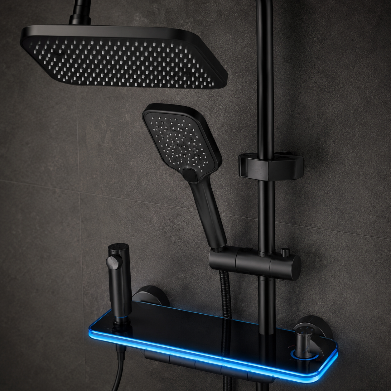 Душова система Faucet CRH-8921 з LED підсвіткою та тропічним душем, змішувач графіт метал - Зображення 7