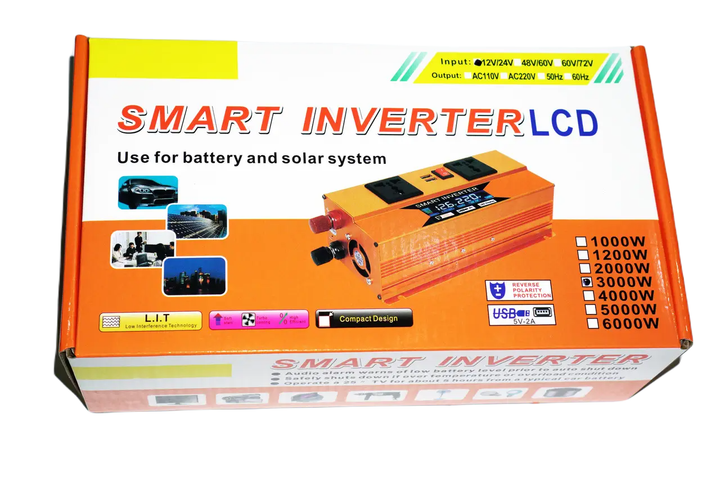 Інвертор перетворювач напруги 3000W 12V-220V з LCD дисплеєм модифікована синусоїда Smart Inverter - Зображення 8