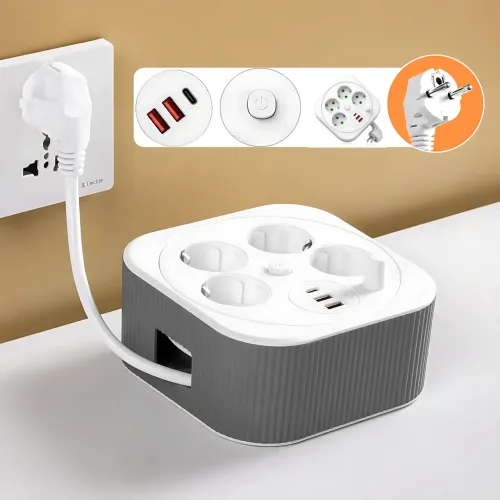 Мережевий фільтр-подовжувач PNS-05 4 розетки 2xUSB Type-C PD 4м LED білий - Зображення 9