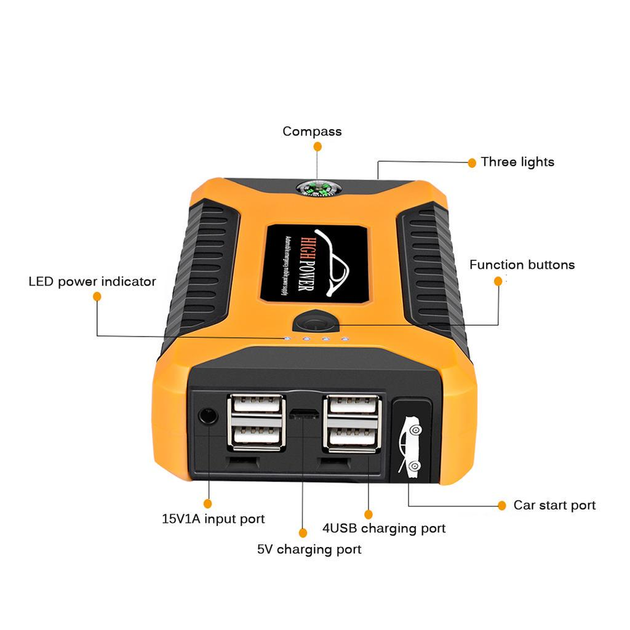 Пускозарядний пристрій High-Power JumpStarter JX27 99800 мАг 600А портативний бустер у кейсі - Зображення 9