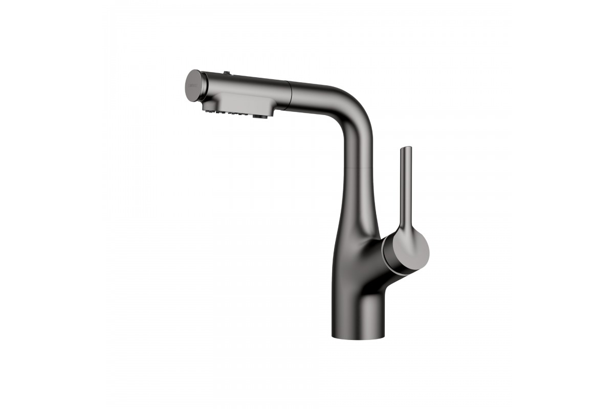 Змішувач кухонний Faucet CR-8429 одноважільний висувний излив 360° графіт нержавіюча сталь - Зображення 10
