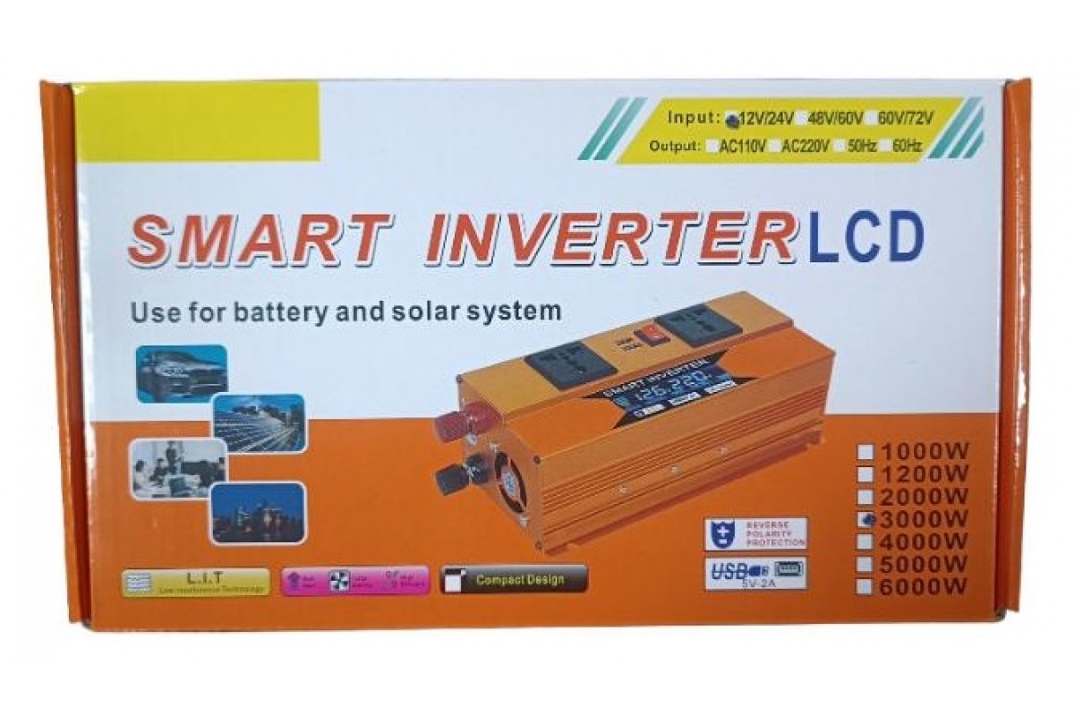 Інвертор перетворювач напруги 3000W 12V-220V з LCD дисплеєм модифікована синусоїда Smart Inverter - Зображення 10