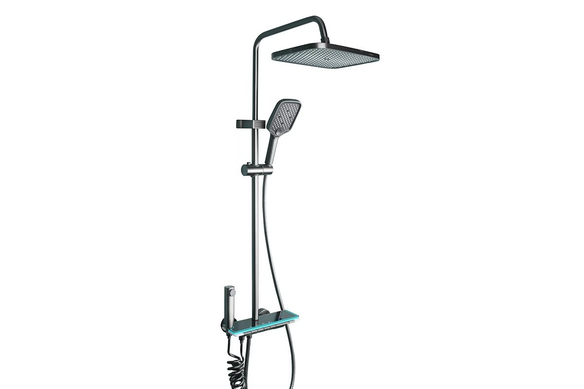 Душова система Faucet CRH-8921 з LED підсвіткою та тропічним душем, змішувач графіт метал - Зображення 10
