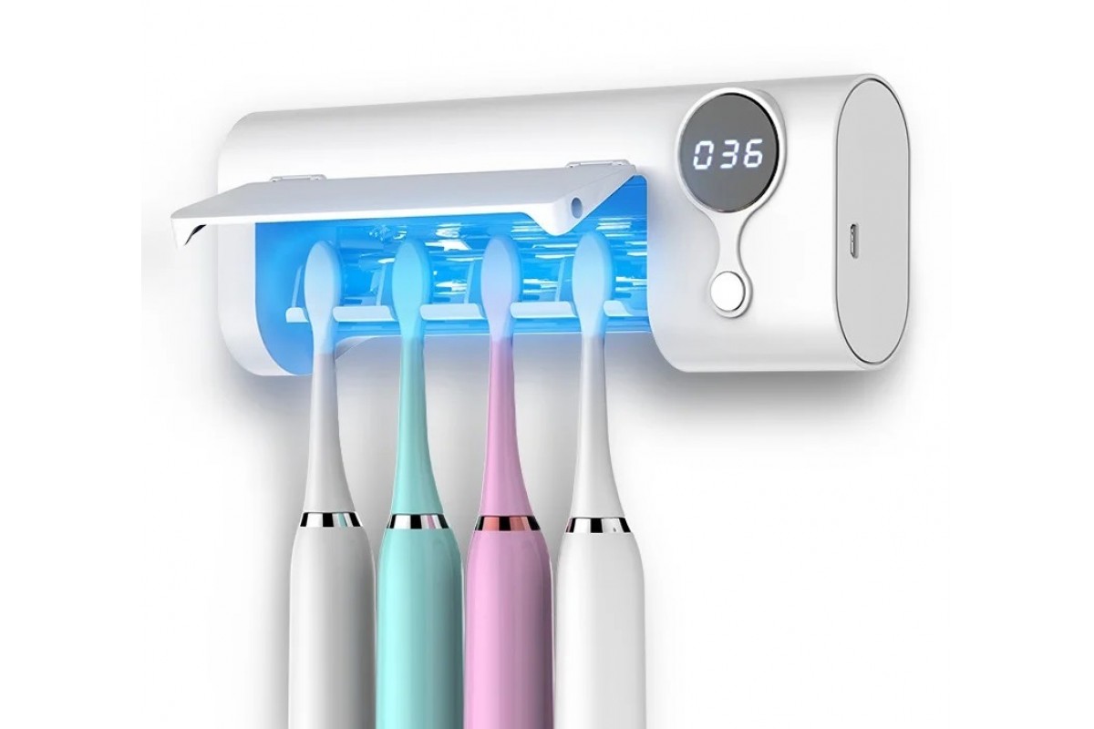 УФ стерилізатор тримач для зубних щіток Disinfection Rack 360° ультрафіолет 4 відсіки акумулятор - Зображення 3