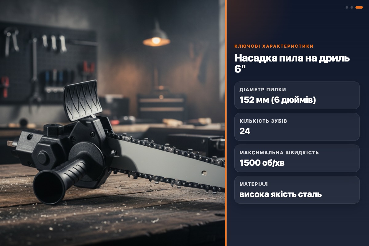 Насадка-пила 6 дюймів на дриль шуруповерт 3/16 для різання деревини 24 зуба високоякісна сталь - Зображення 2