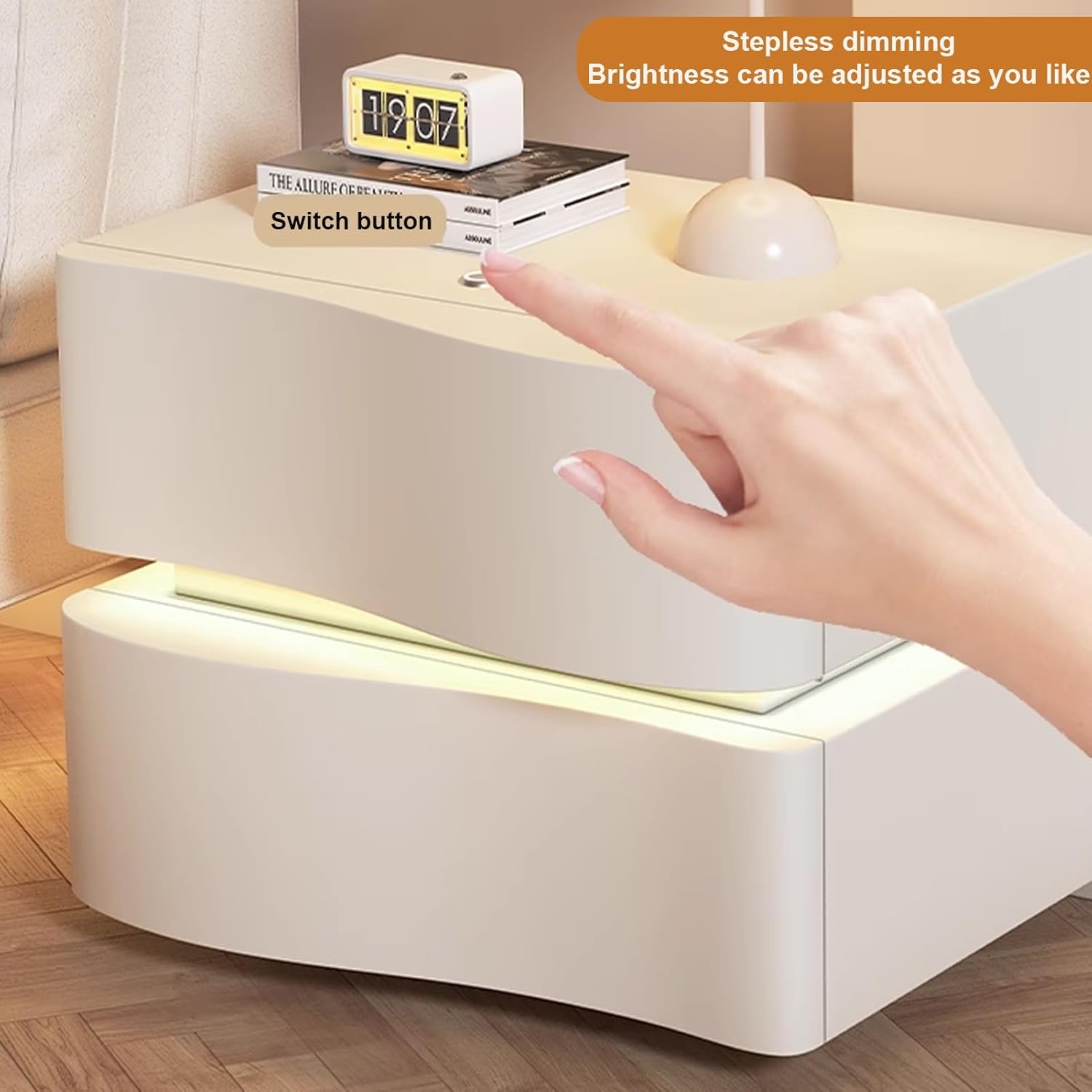 Тумбочка смарт MBXFO1 біла з LED підсвіченням і бездротовою зарядкою 50x43x42 см Bluetooth Smart тумба - Зображення 2