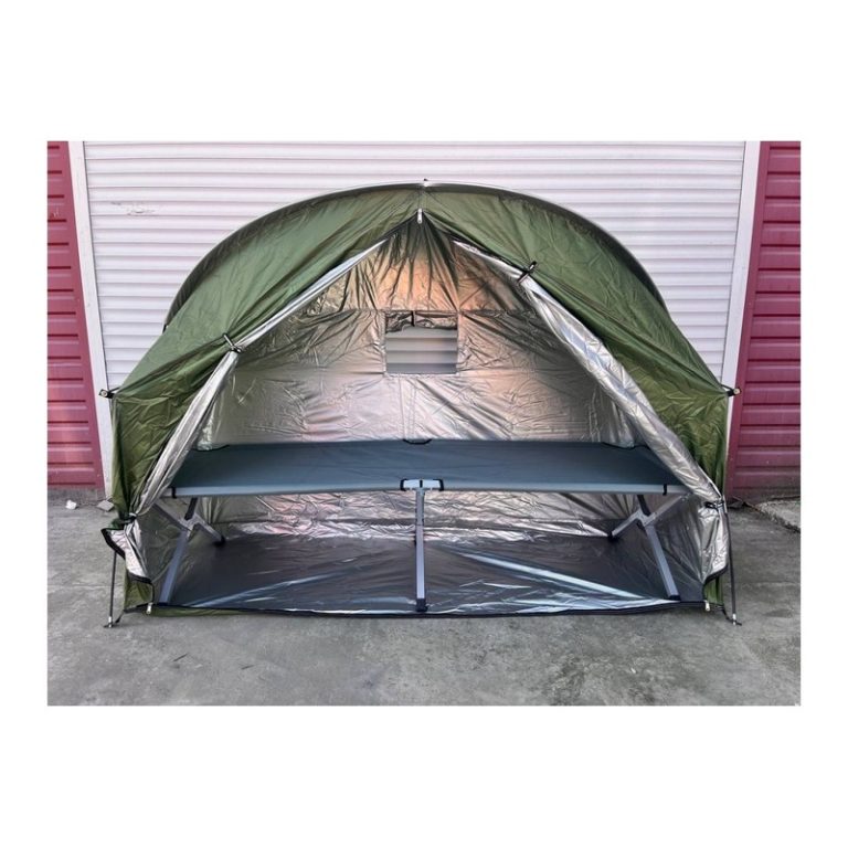 Комплект палатка PSK+2 з розкладушкою CT-X02 сіра 200x80x145 см для кемпінгу і рибалки