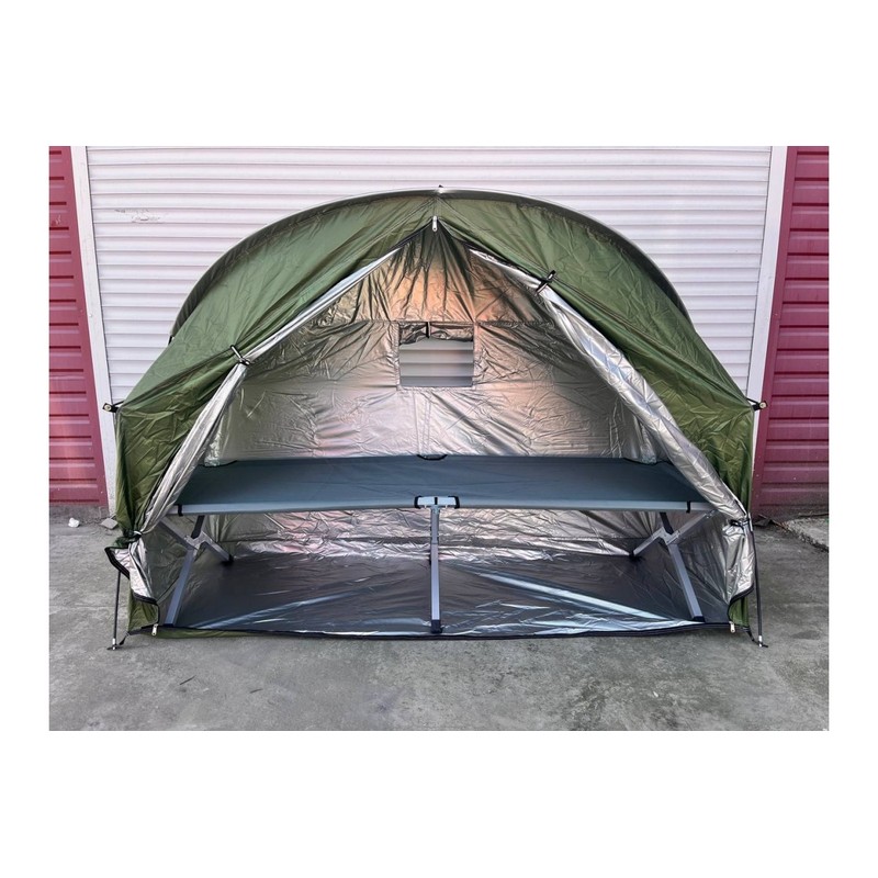 Комплект палатка PSK+2 з розкладушкою CT-X02 сіра 200x80x145 см для кемпінгу і рибалки