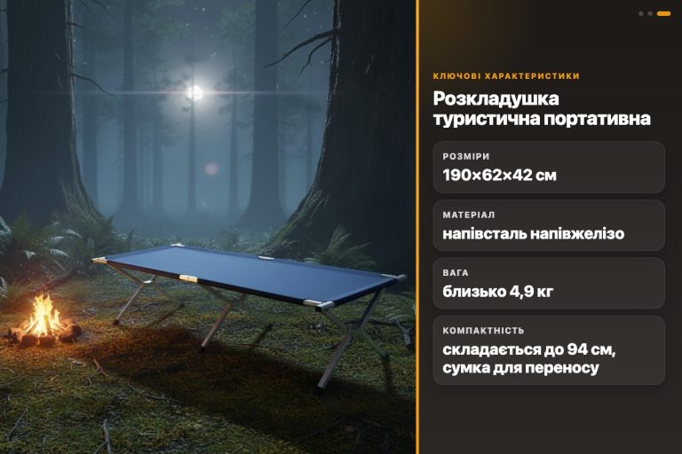 Розкладачка туристична CT-X04 синя 190x62x42 см алюмінієва складна портативна