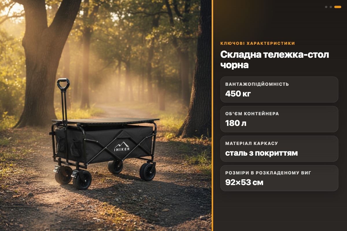 Тележка-стол складна IHIKER з колесами 180л навантаження 450кг для кемпінгу та туризму