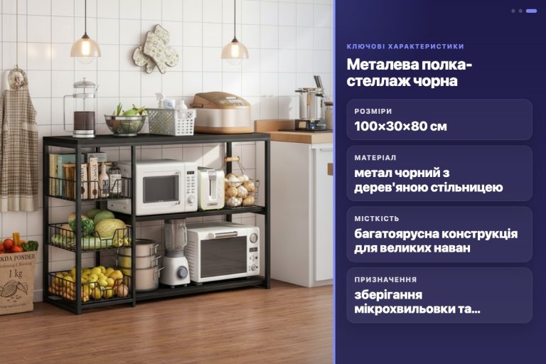 Стелаж кухонний металевий XS-W56B 100х30х80см для мікрохвильовки приладів зберігання